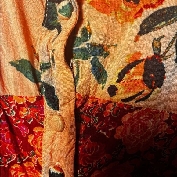 Free People Floral Red and Orange Maxi Dress Size 6 - Picture 5 of 8